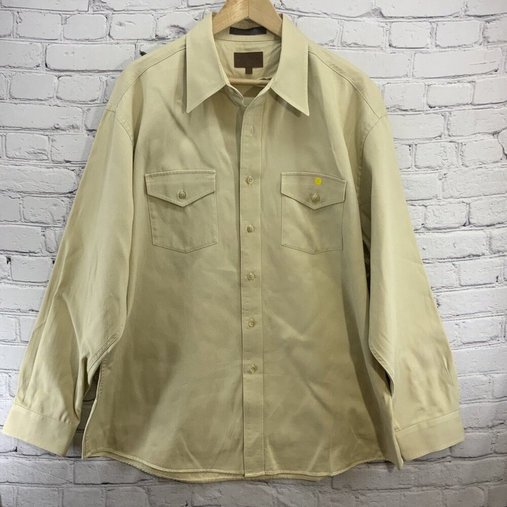 Pendleton Program‎ Shirt Mens Sz XL Pendleton Round Up Beige Button Down FLAW